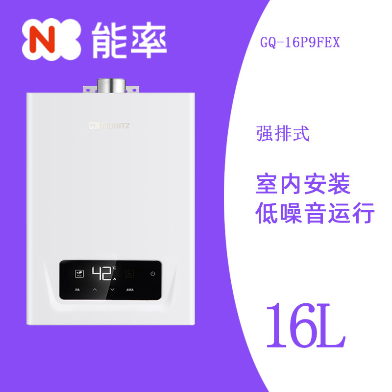 能率（NORITZ）GQ-16P9FEX家用燃气热水器16升室内恒温防冻强排式 - 图0