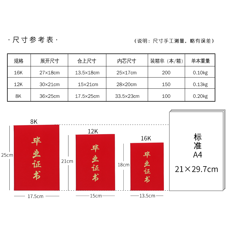 毕业证书外壳党校学习进修结业证书内芯定制logo封面A3培训证件书A6红色绒布套子12K打印A4内页8K烫金定做16K - 图3