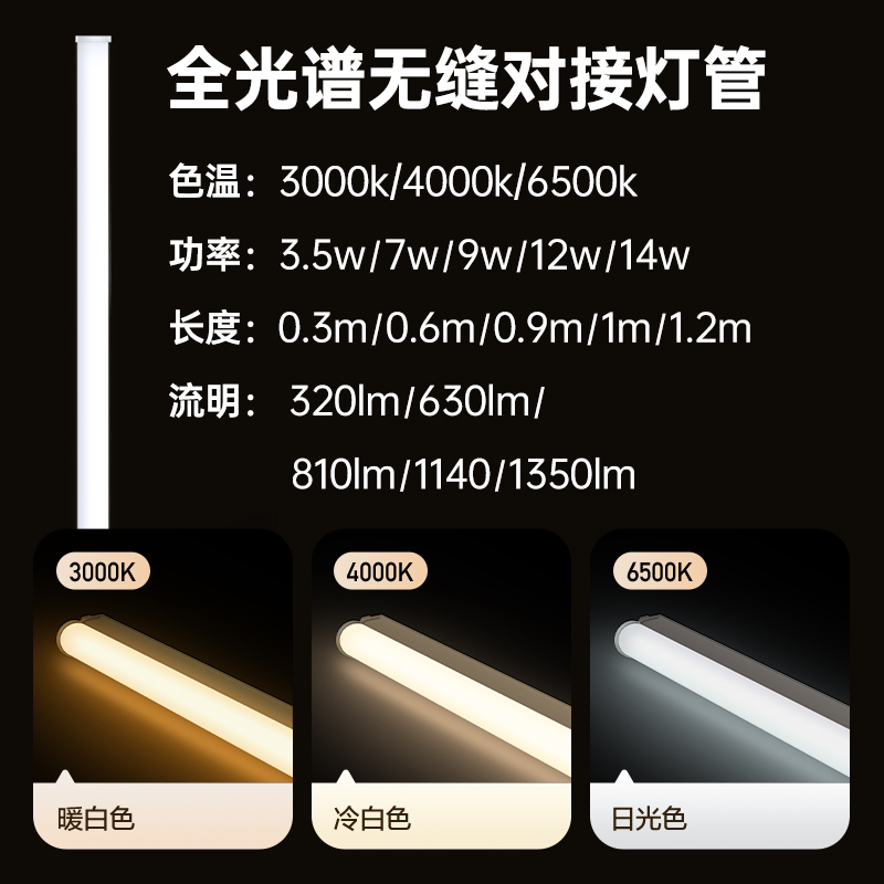 公牛t5支架灯一体化led灯超亮节能1.2米家用照明客厅吊顶日光灯管 - 图3