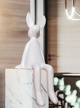 户外卡通大白兔玻璃钢雕塑艺术摆件酒店会所大厅室内大型兔子装饰