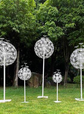 户外蒲公英摆件园林景观售楼小区草坪装饰植物发光不锈钢铁艺雕塑