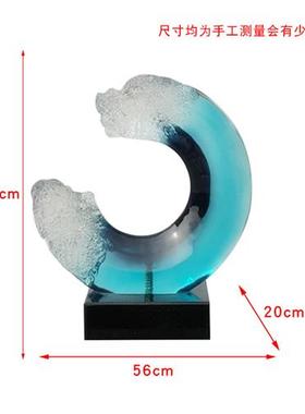 现代简约透明树脂摆件酒店客厅玄关高级感雕塑创意家居软装置饰品