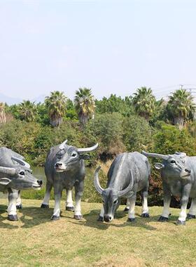 大型玻璃钢仿真水牛摆件户外动物雕塑园林景观草坪公园景观工艺品