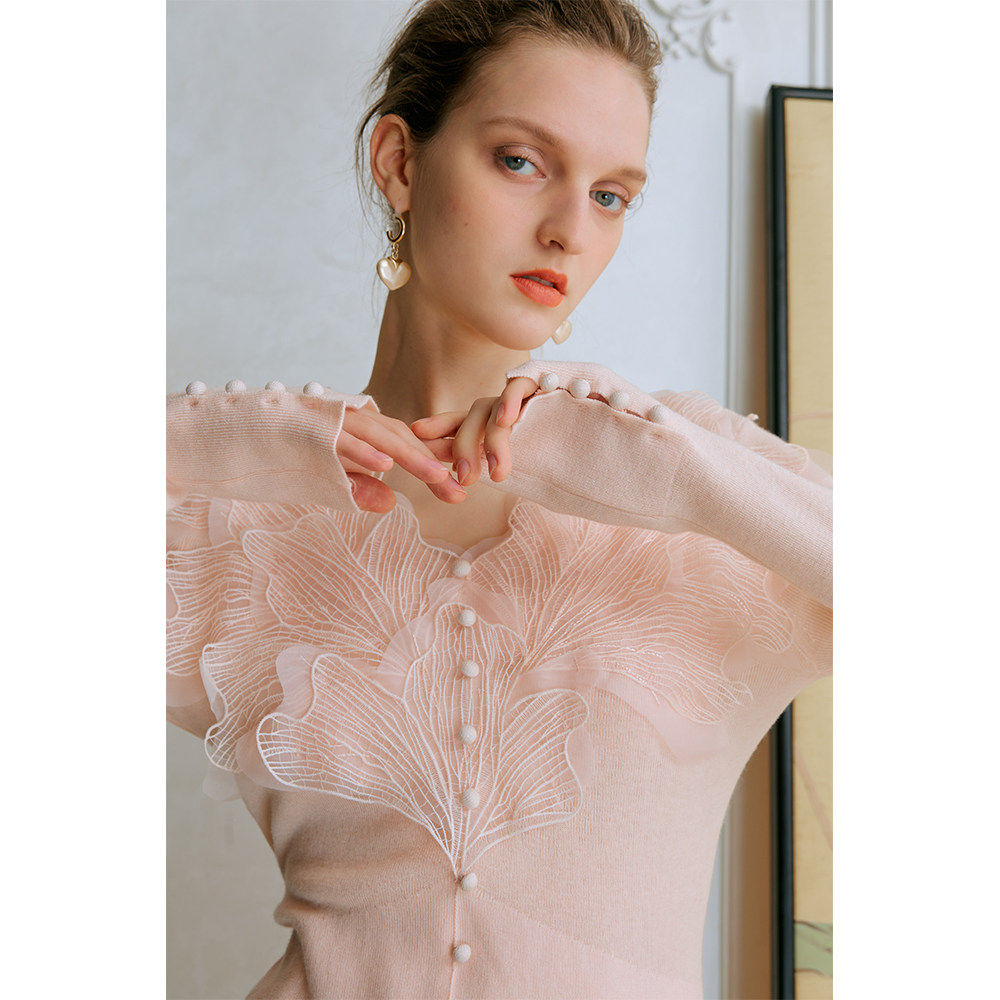 奥芝国粉色羽毛绵羊毛针织衫打底衫女秋冬新款蕾丝高级感内搭上衣,淘宝优惠券,粉丝福利购,淘宝优惠卷