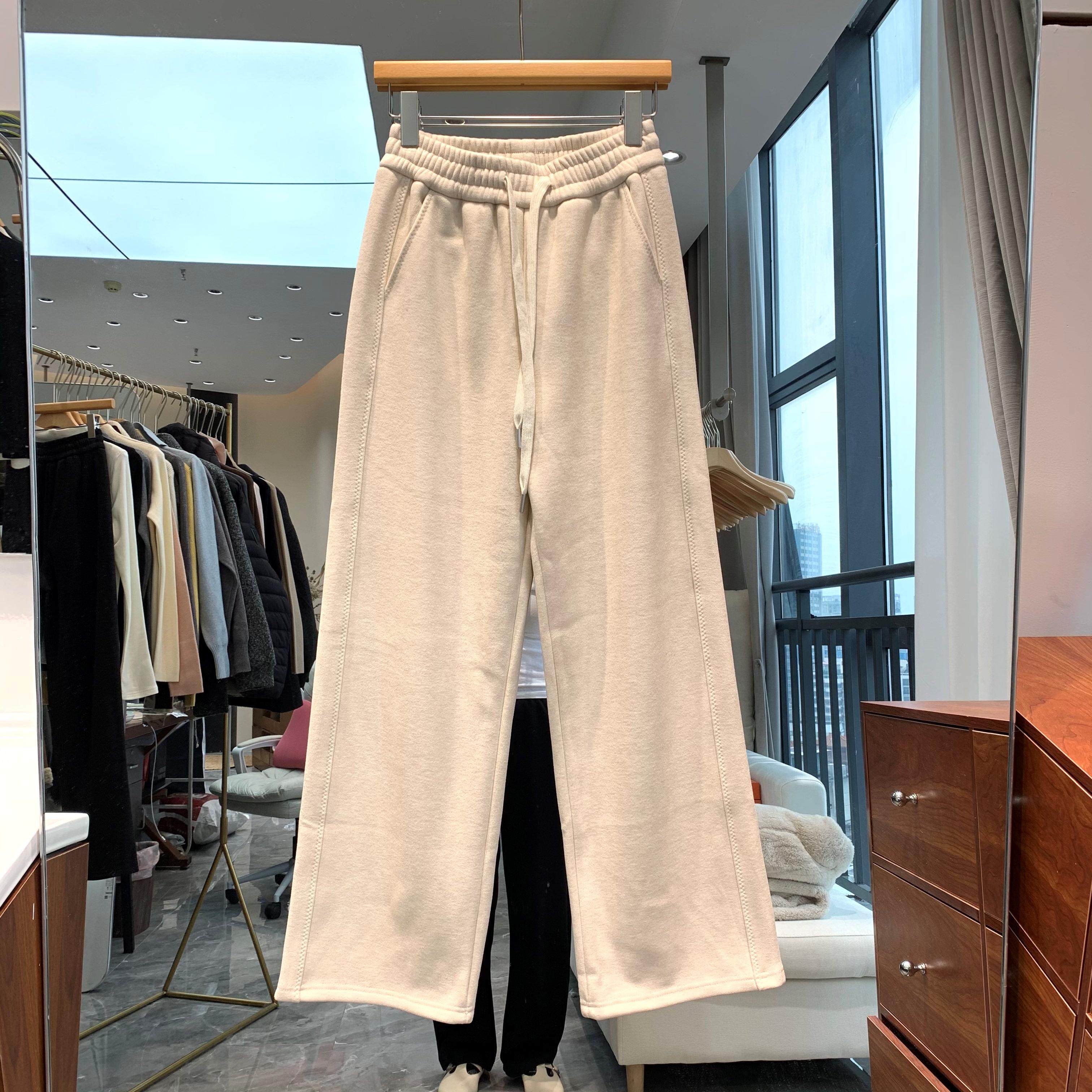 休闲优质精品甩卖阔腿裤女2025秋冬新款高腰垂感窄版加绒直筒裤女,淘宝优惠券,粉丝福利购,淘宝优惠卷