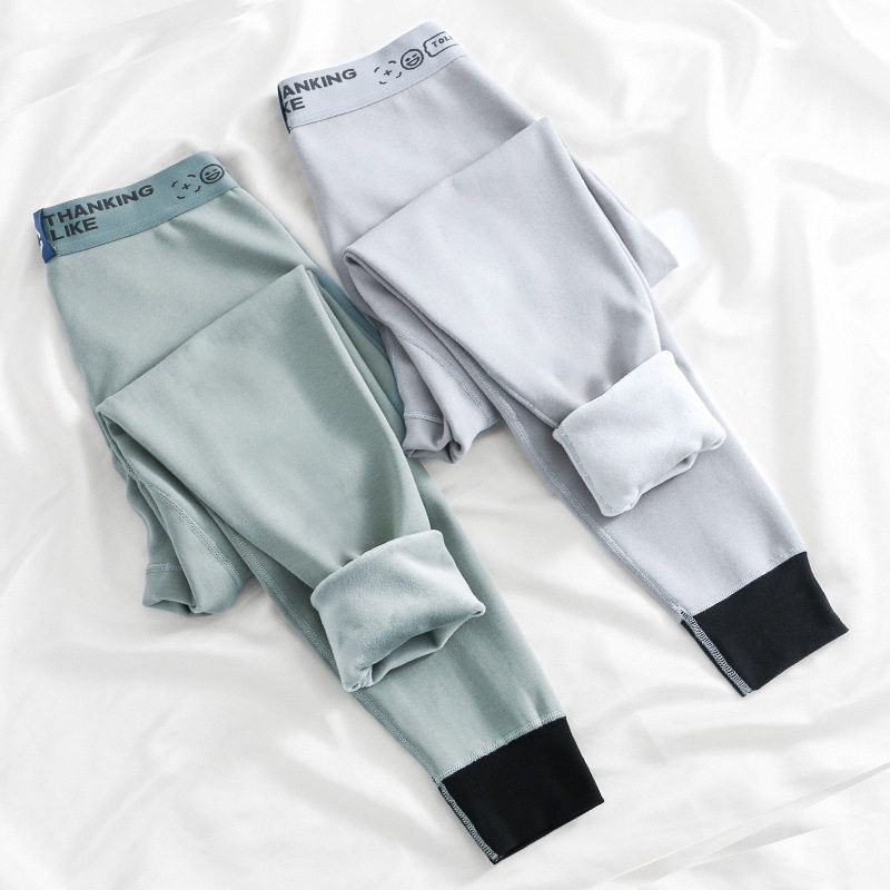 男士加绒加厚保暖裤冬季打底裤防寒秋裤男青少年简约绒裤棉裤毛裤