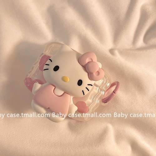 可爱卡通立体Kitty猫适用airpods保护套2代苹果无线蓝牙通用1/2代硅胶pro耳机套airpods pro盒带挂环全包软壳 - 图0