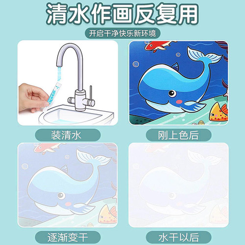 神奇水画本反复涂鸦清水绘画涂色本宝宝益智画画男女孩幼儿园玩具 - 图1