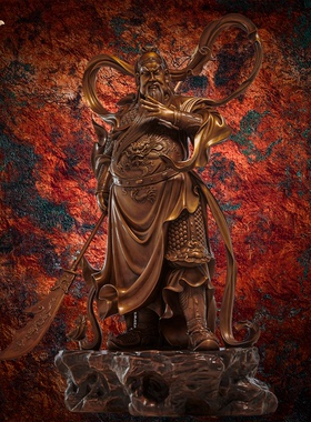 东来紫黄铜伽蓝韦陀像家居紫铜轻奢高档客厅工艺品京铜家用摆件