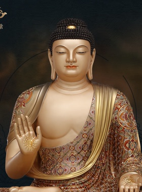 东来紫铜华严三圣宝相释迦牟尼佛文殊普贤菩萨家用京铜摆件