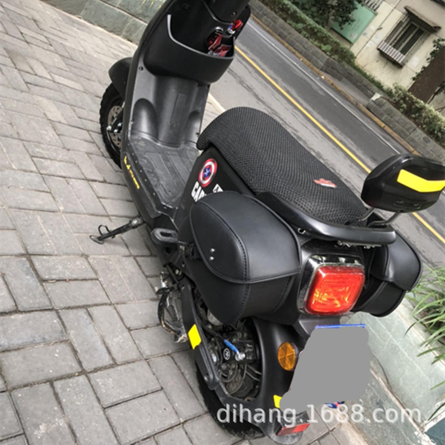 摩托车改装配件挂包侧边包马鞍包踏板电动车后座包皮革防水 - 图0