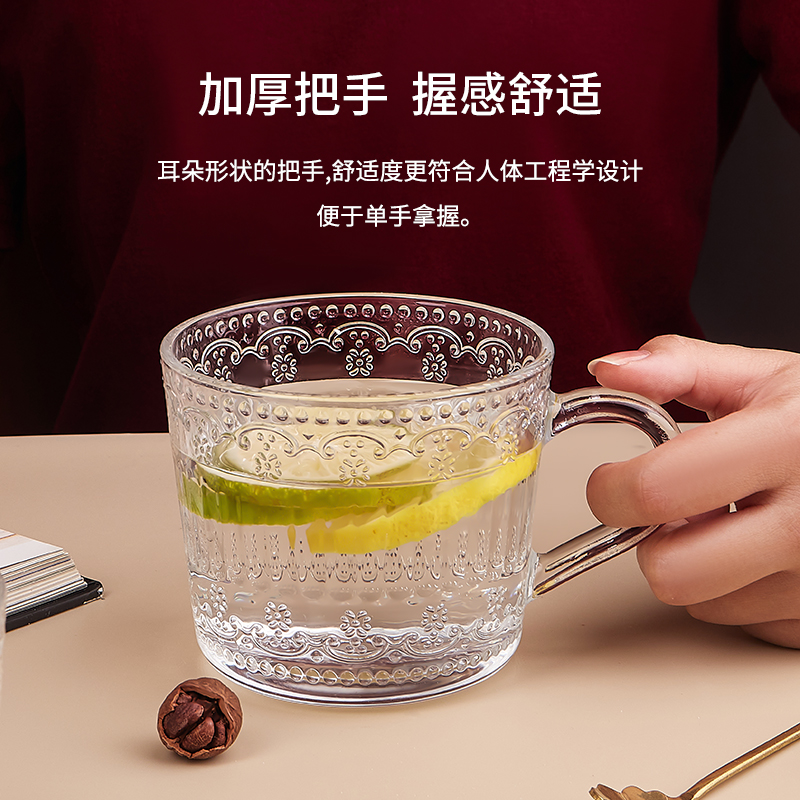 樂唯詩早餐杯帶蓋勺牛奶杯帶把手玻璃杯情侶水杯家用高顏值咖啡杯_樂唯詩旗艦店_餐飲具