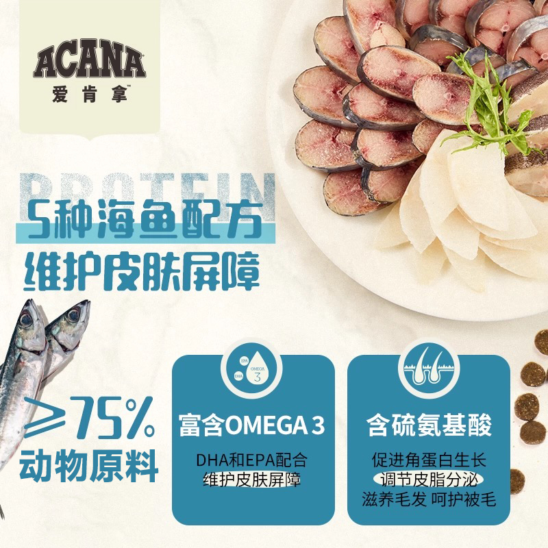 【官方旗舰】ACANA爱肯拿海洋盛宴猫粮进口美毛成幼猫粮5.4kg - 图2