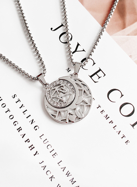 太阳月亮项链男女ins情侣吊坠