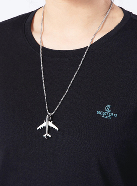 CRIVLA飞机钛钢项链男潮ins个性嘻哈蹦迪百搭小众潮网红简约链子