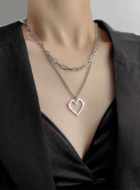 crivla欧美风马赛克形女爱心项链