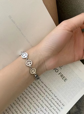 CRIVLA原宿风钛钢笑脸手链男女潮ins小众设计个性高级感手环饰品