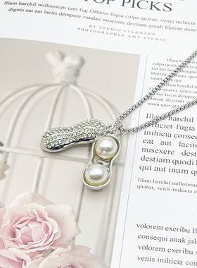 CRIVLA镶钻花生项链男女潮嘻哈百搭小众轻奢设计高级感长款毛衣链