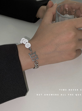 crivla反光珍珠字母mins小众嘻哈