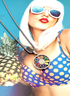 CRIVLA彩虹小雏菊钛钢项链2025年新款男女潮夏ins嘻哈情侣锁骨链