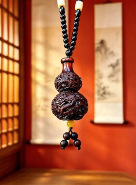 福愿文玩阁珍藏2026年夏季款龙葫芦带自转紫檀木雕刻可盘玩可车挂