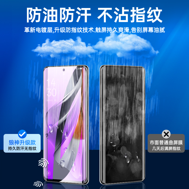 适用opporeno10钢化膜reno11/9/6/5/4pro全屏a1/a2pro手机膜findx6/x5/x3pro水凝膜realme11pro真我x7pro至尊