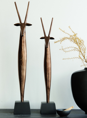 铝摆件玄关抽象动物领头羊装饰品