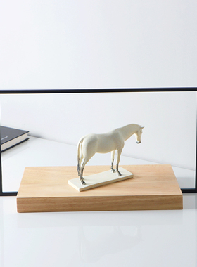 新中式白马匹动物摆件样版房间售楼处茶几玄关软装饰品办公室书房