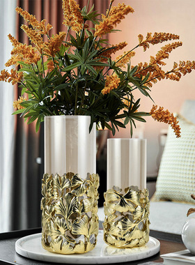 欧式水晶玻璃银杏叶花瓶果盘树叶摆件家居样板间客厅玄关工艺装饰