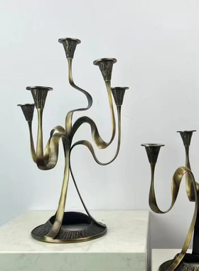 铜烛台轻奢餐厅艺术烛台装饰品