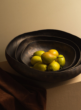 新中式桌面金属水果盘摆件