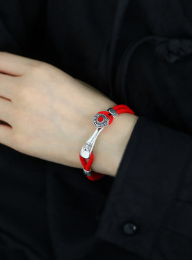 925银中式南红吉祥如意编织手绳