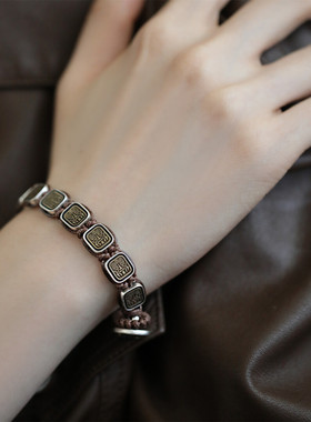 925银古铜方形扎基拉姆编绳手链