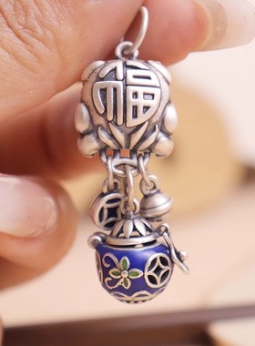 新中式烧蓝滴釉可打开扩香囊吊坠