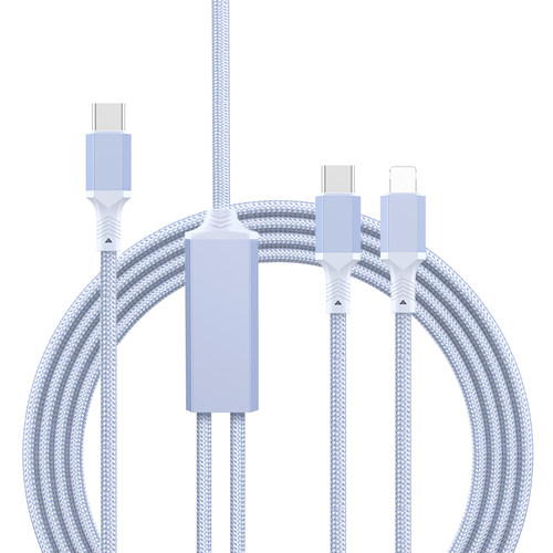 短款Type C转type c+lightning一拖二车载数据线适用华为苹果iPhone14/15/16/17加长2/3米二合一pd快充电线 - 图3