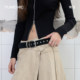 Retro frosted silver square buckle frosted belt versatile genuine leather belt for women casual denim skirt decoration