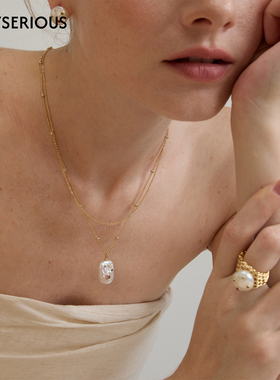 iKiCo Jewelry 2026夏季新款方块珍珠双层项链女精致轻奢项链装饰