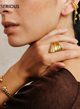 MONSECRET 2026春季新款棕榈叶戒指扇形简约气质首饰设计感指环