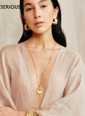 MONSECRET 2026春季新款棕榈珍宝长项链女原创设计休闲圆牌吊坠