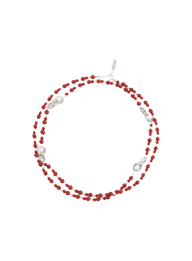 Blingkolio 2025夏季新款红玛瑙线条长款项链女小众设计感配饰