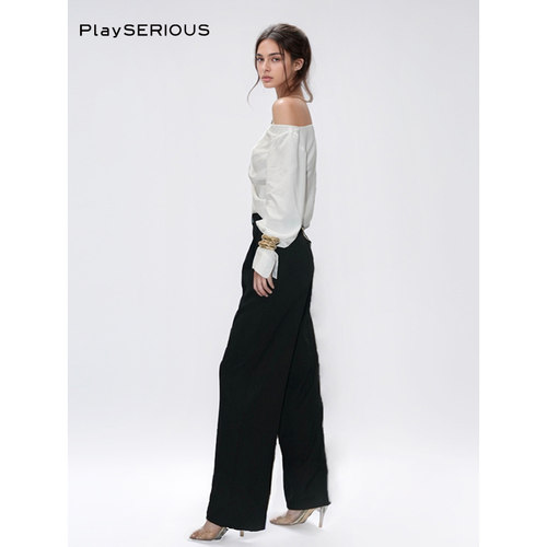 KIKI CHAU 2025早秋新款斜肩立体花朵宽松显瘦纯色衬衫女淡人百搭 - 图3