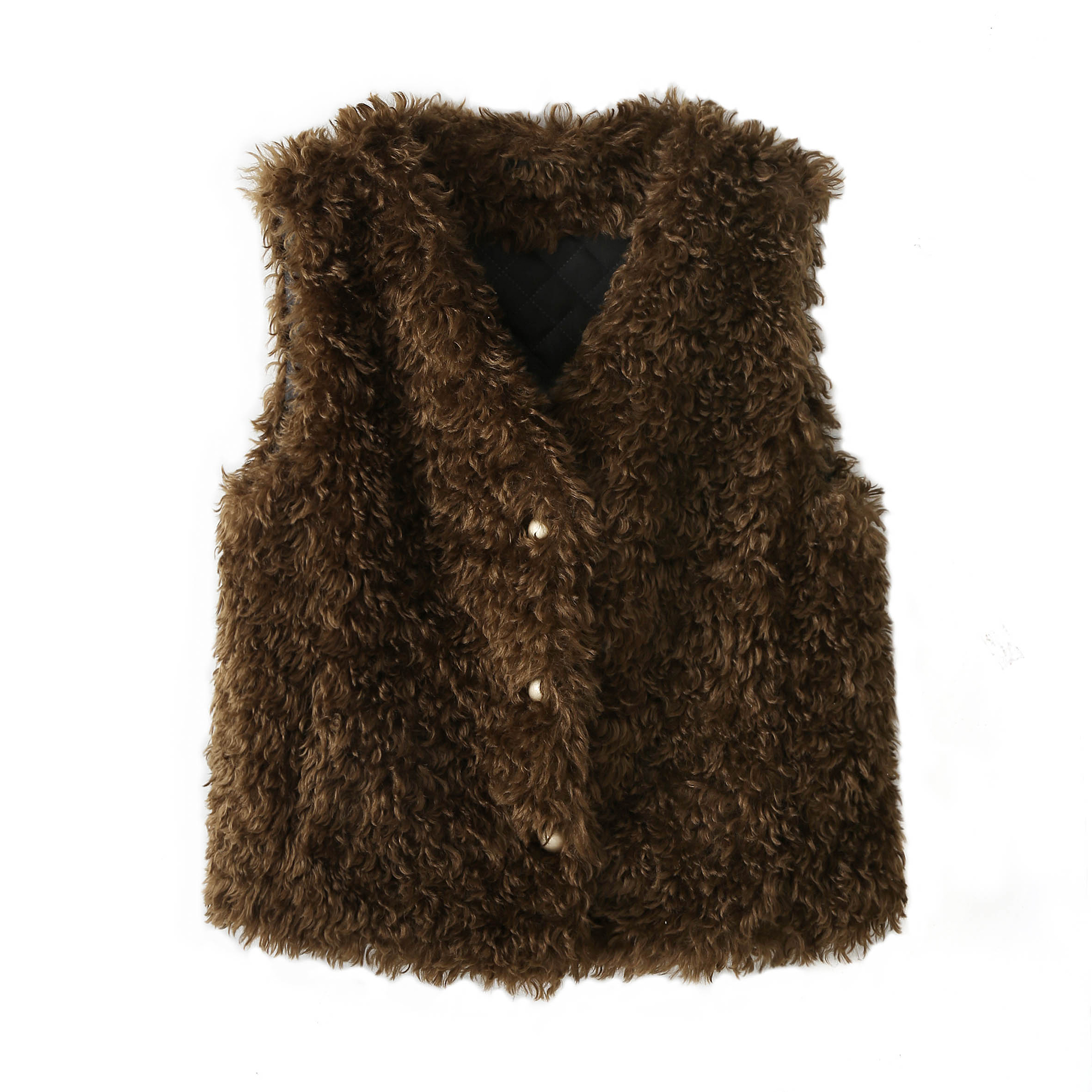 时尚羊羔圈圈毛皮草马甲外套女冬季皮毛一体叠穿夹棉保暖坎肩马夹 - 图3