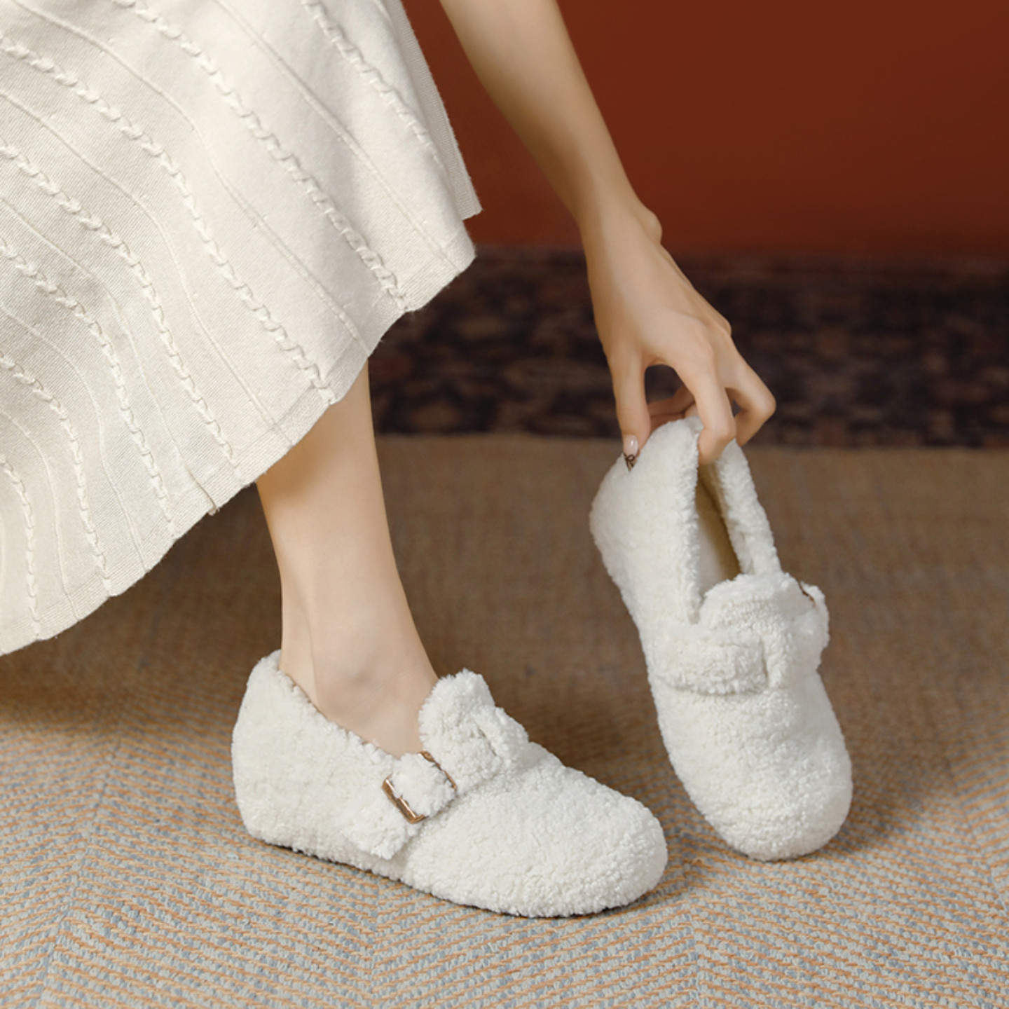 品牌6cm小个子内增高加绒勃肯鞋女外穿保暖毛毛鞋一脚蹬豆豆棉鞋,淘宝优惠券,粉丝福利购,淘宝优惠卷