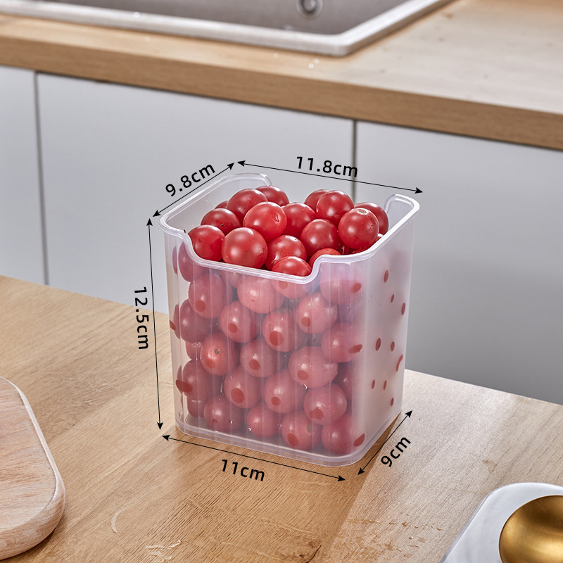 冰箱侧门收纳盒透明磨砂整理盒厨房蔬菜调味品简约条纹冰箱收纳盒 - 图3
