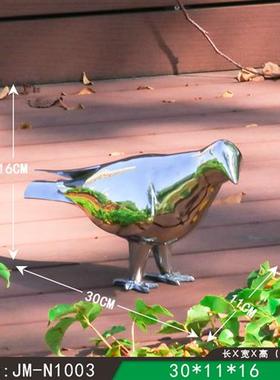 不锈钢镜面鸽子雕塑抽象动物海鸥小鸟摆件户外园林轻奢美陈装饰品