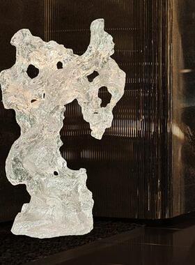 酒店别墅庭院客厅玄关大型落地摆件透明树脂太湖石软装置饰品雕塑