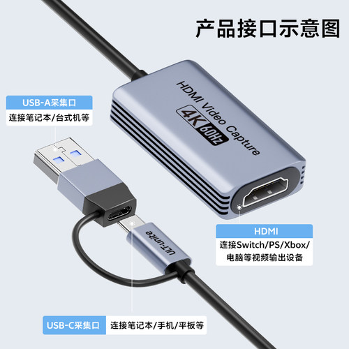 USB视频采集卡4K60高清HDMI直播专用平板ms2130s适用switch2/PS5 - 图2