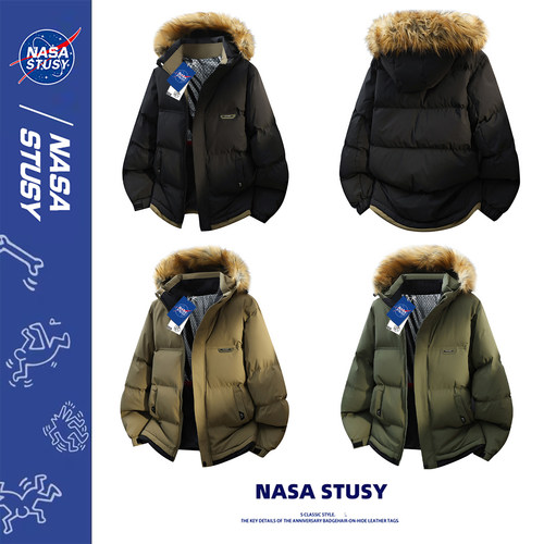 NASA STUSY美式2025冬季男款棉衣加厚保暖棉袄派克服羽绒棉服外套 - 图2