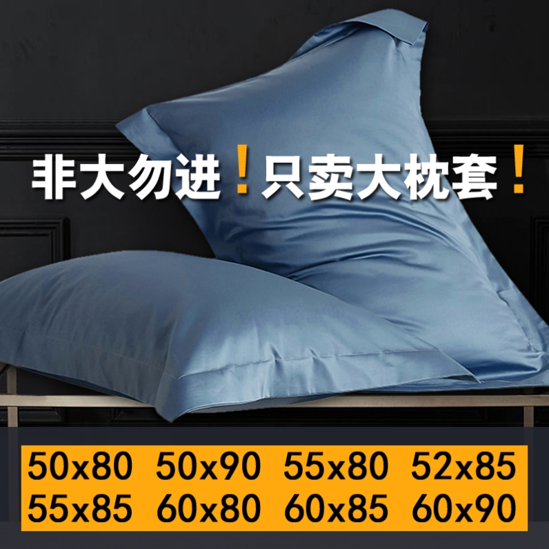 大号枕头套50x80全棉酒店专用60x85大尺寸枕套60cmx90cm55x85蓝色 - 图0