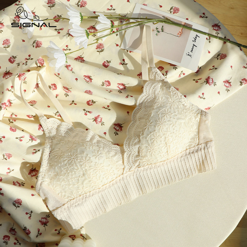 大胸显小调整型蕾丝花边性感文胸 西格蓝文胸